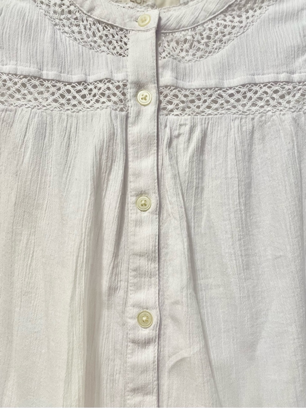 LOFT White 100% Cotton Sleeveless Button Front Top Summer Boho Cottagecore Sz S - Picture 4 of 7
